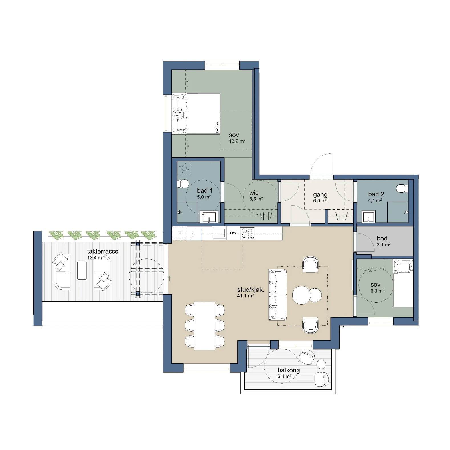 Illustrasjon av leilighet KBA2-C-H0502