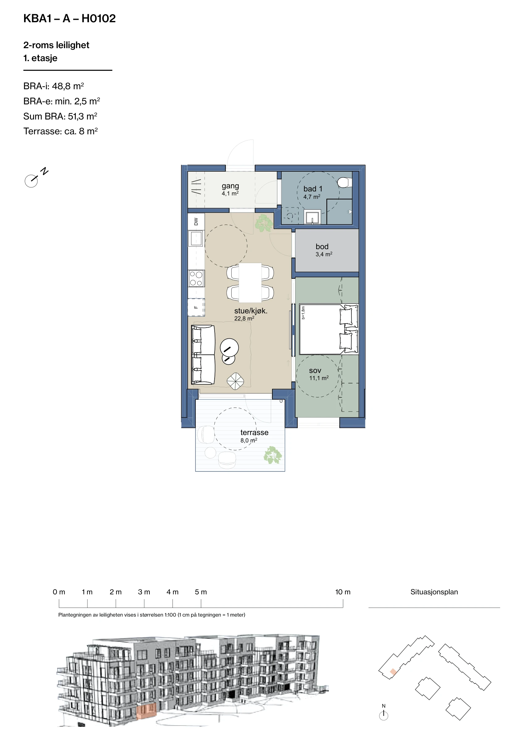 Plantegning for leilighet KBA1-A-H0102 i Jåtunparken