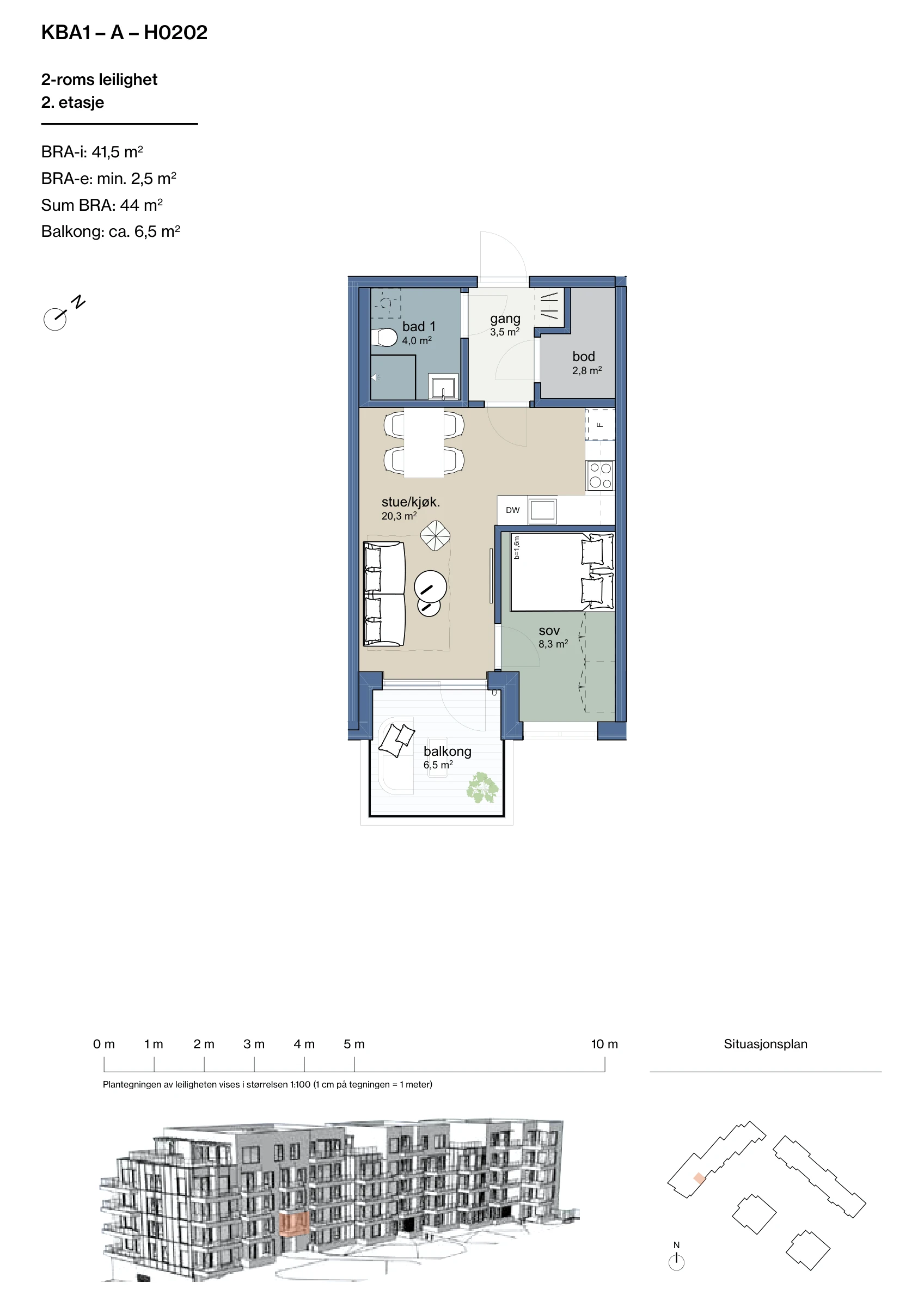 Plantegning for leilighet KBA1-A-H0202 i Jåtunparken