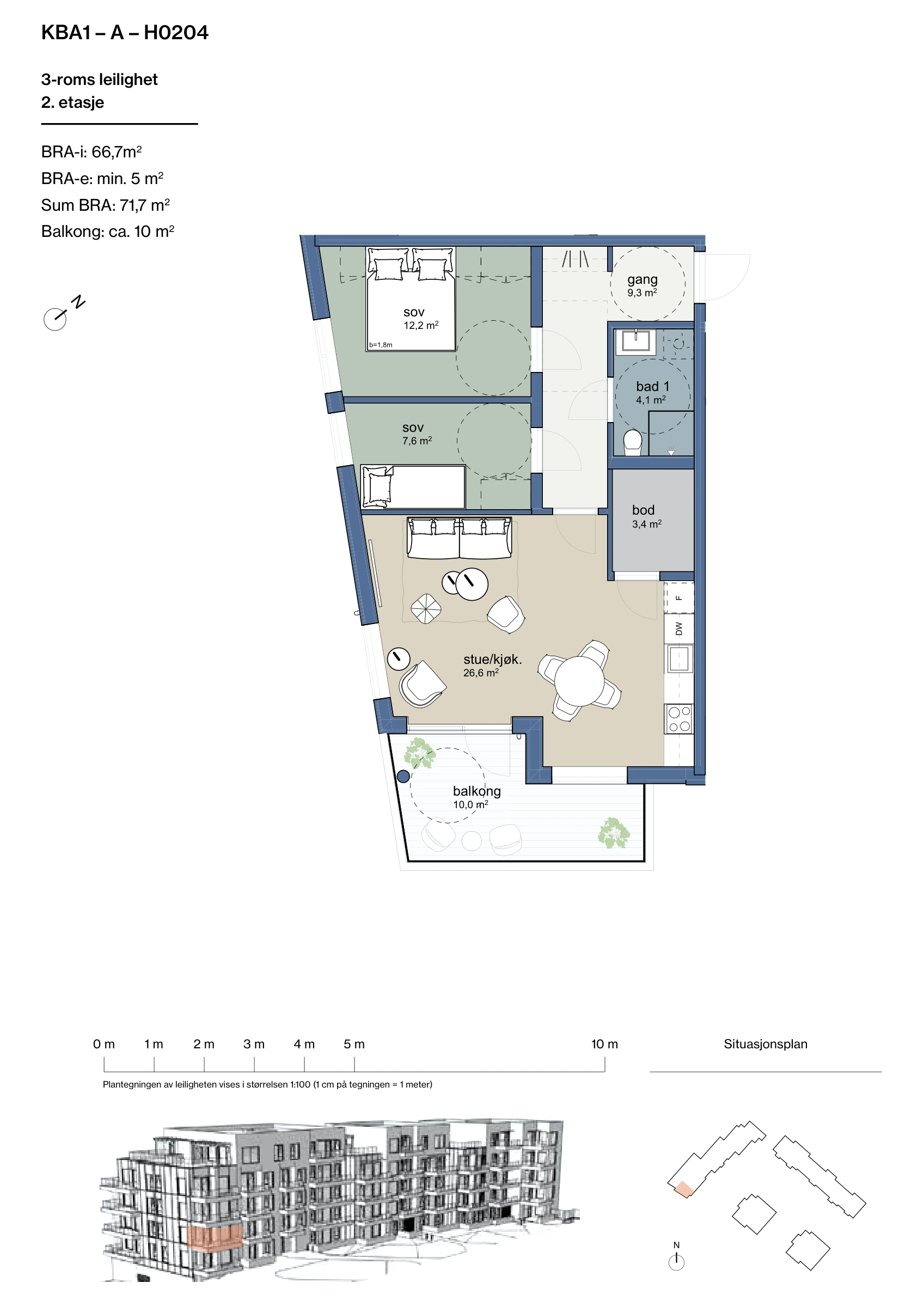 Plantegning for leilighet KBA1-A-H0204 i Jåtunparken