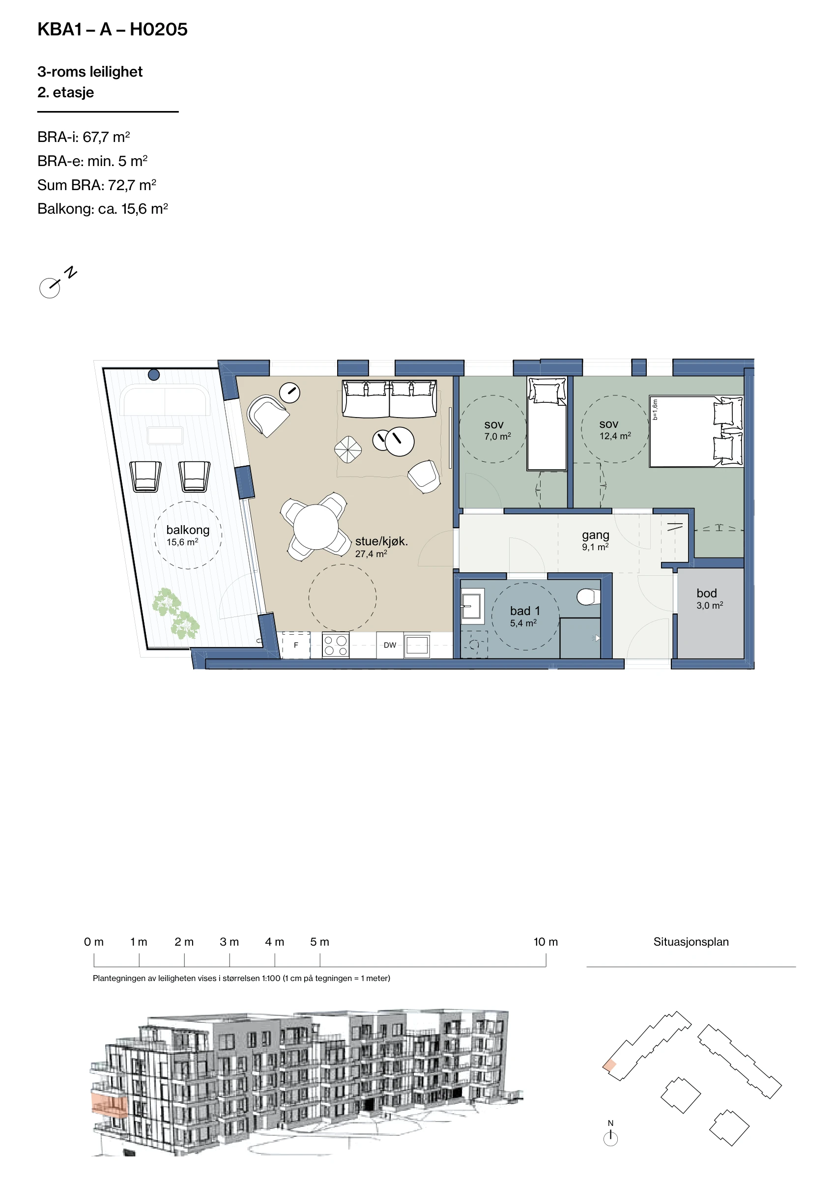 Plantegning for leilighet KBA1-A-H0205 i Jåtunparken