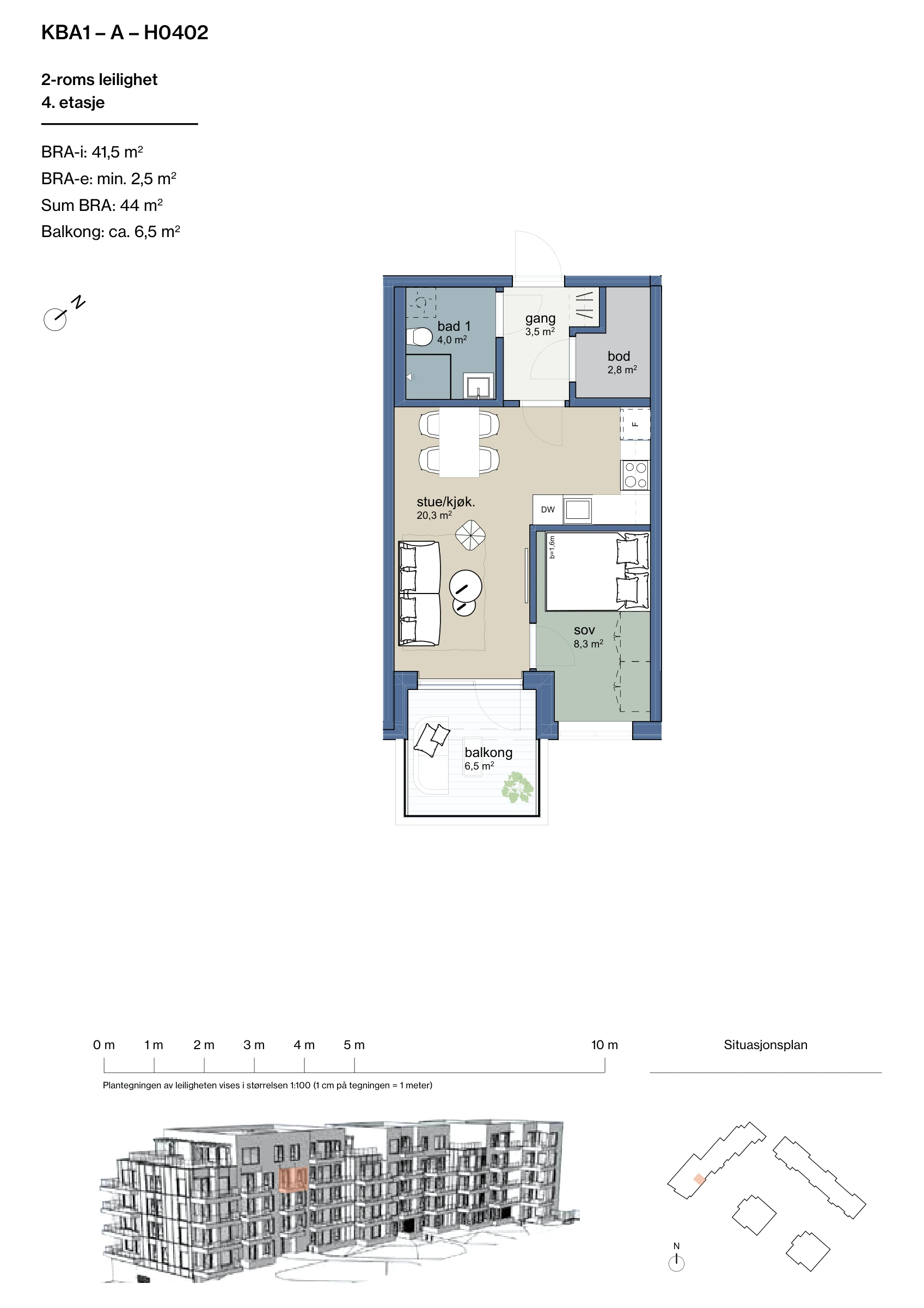 Plantegning for leilighet KBA1-A-H0402 i Jåtunparken