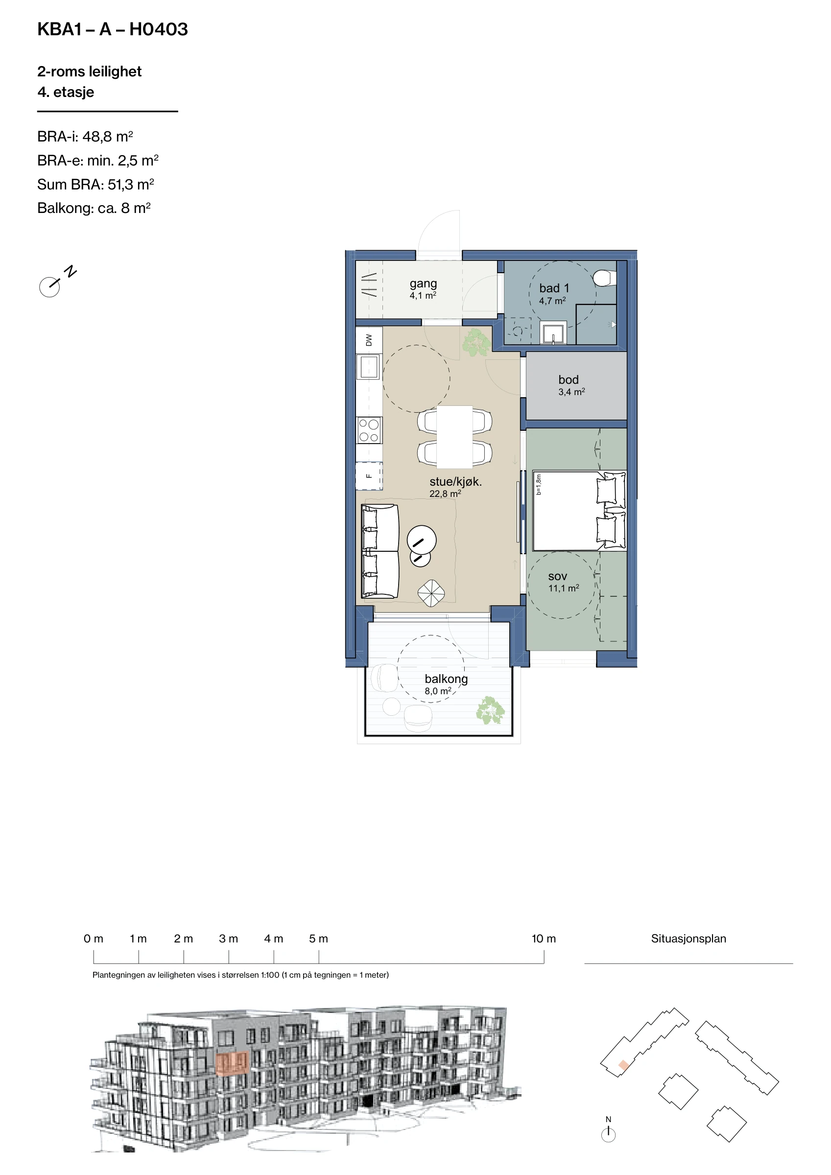 Plantegning for leilighet KBA1-A-H0403 i Jåtunparken