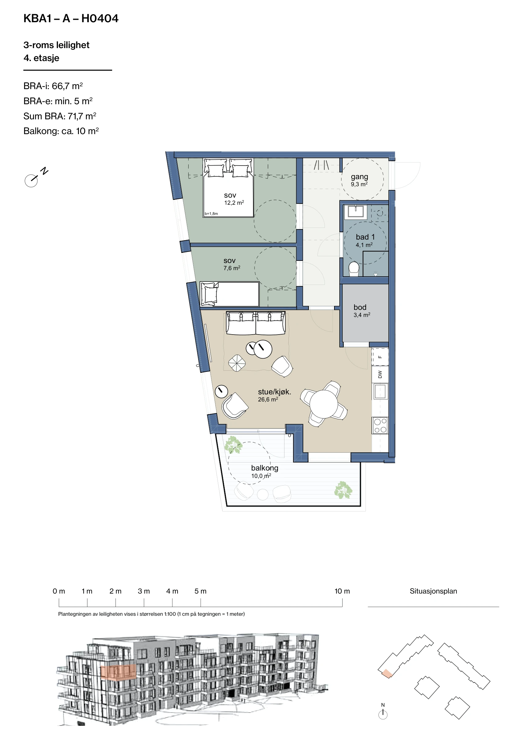 Plantegning for leilighet KBA1-A-H0404 i Jåtunparken