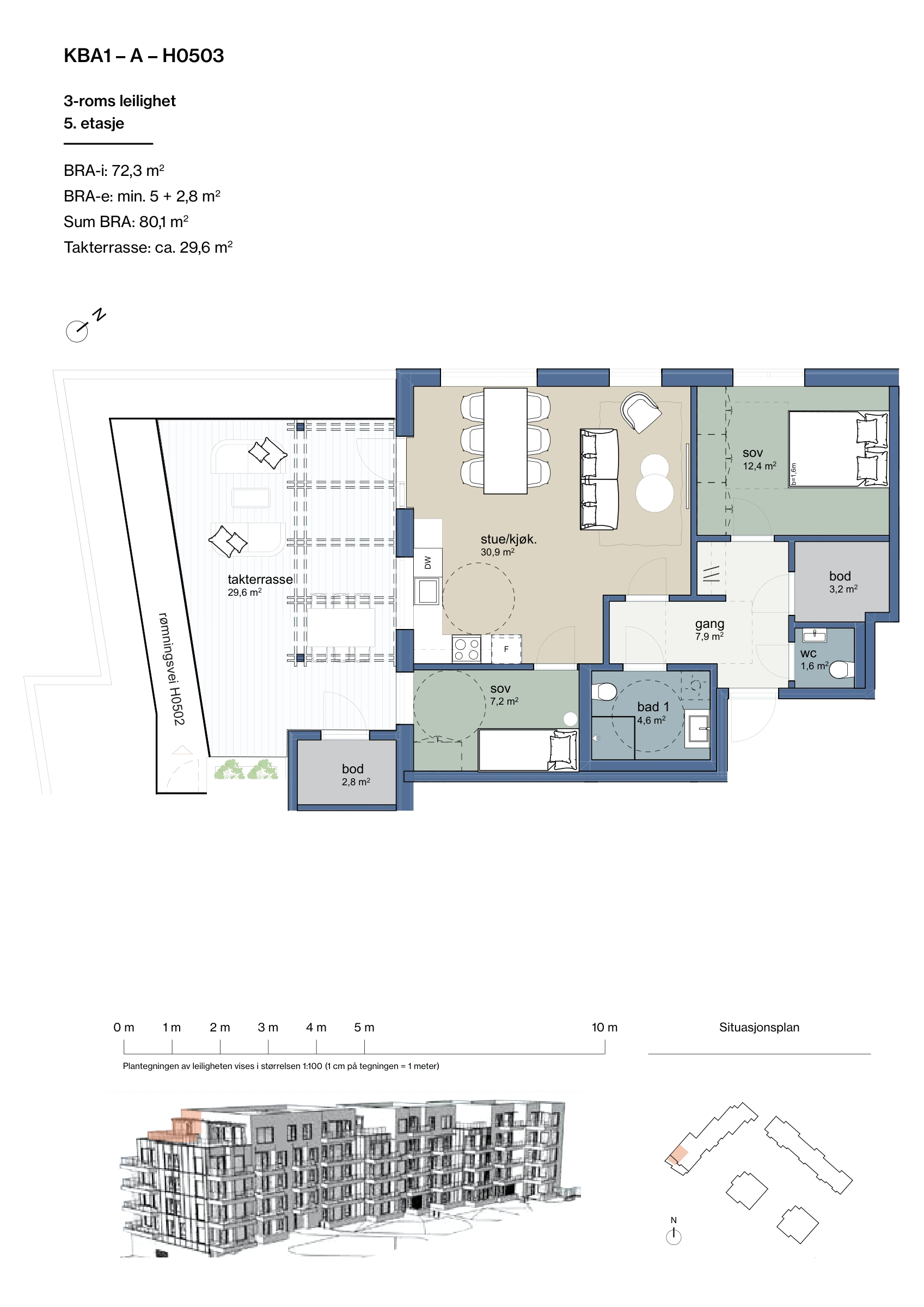 Plantegning for leilighet KBA1-A-H0503 i Jåtunparken