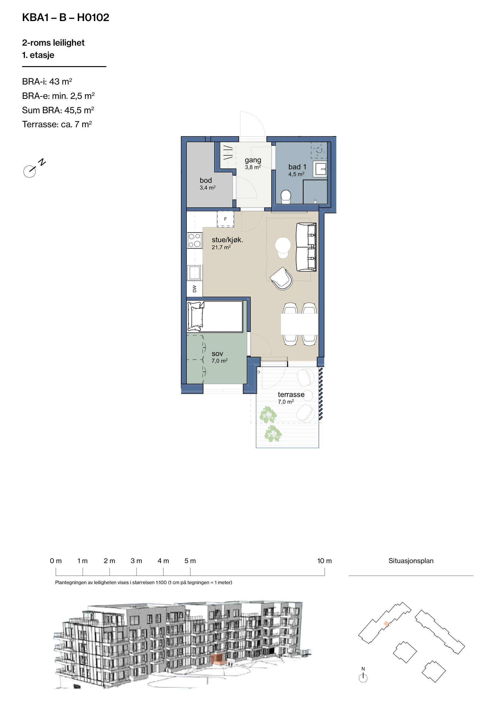 Plantegning for leilighet KBA1-B-H0102 i Jåtunparken