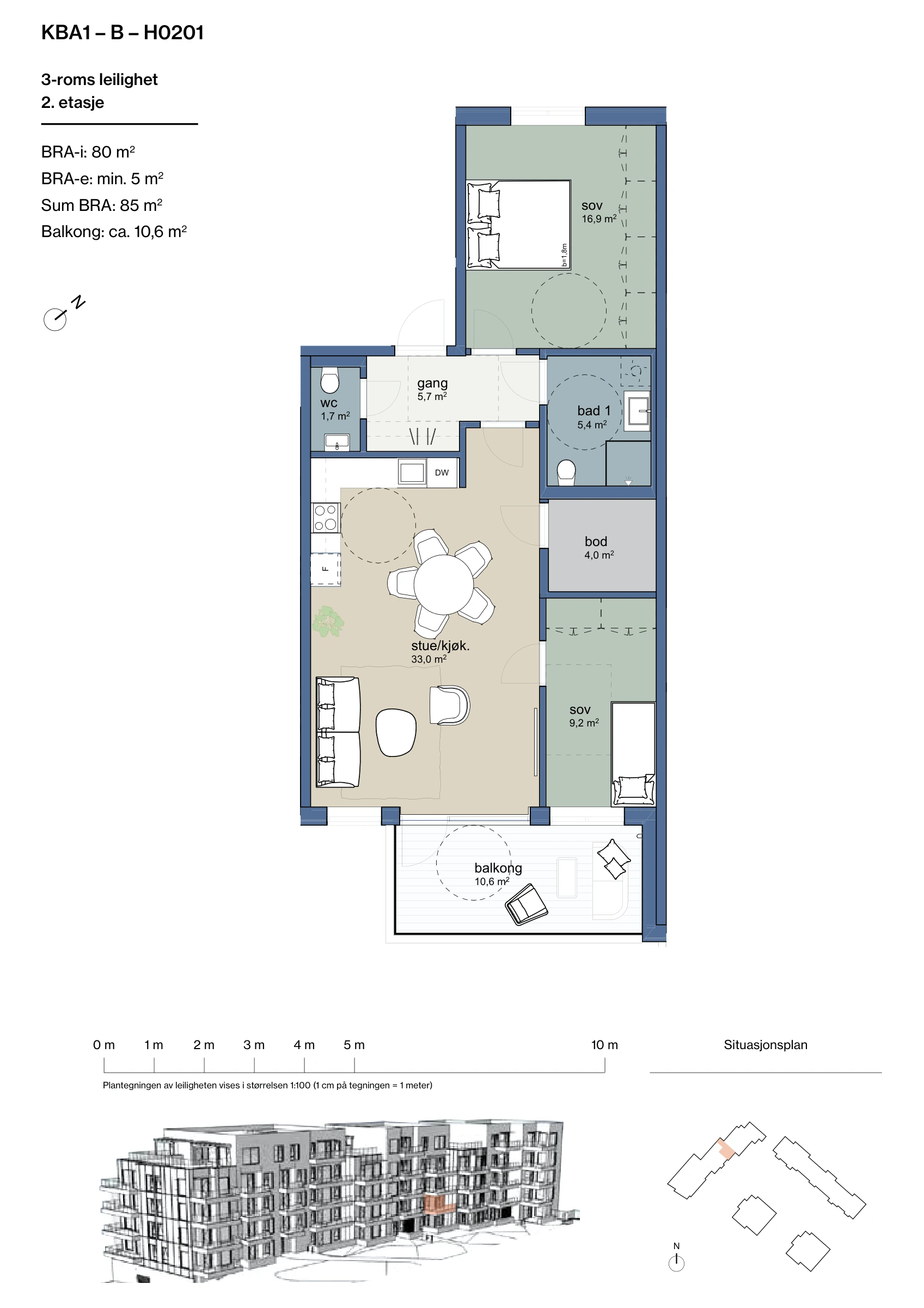 Plantegning for leilighet KBA1-B-H0201 i Jåtunparken