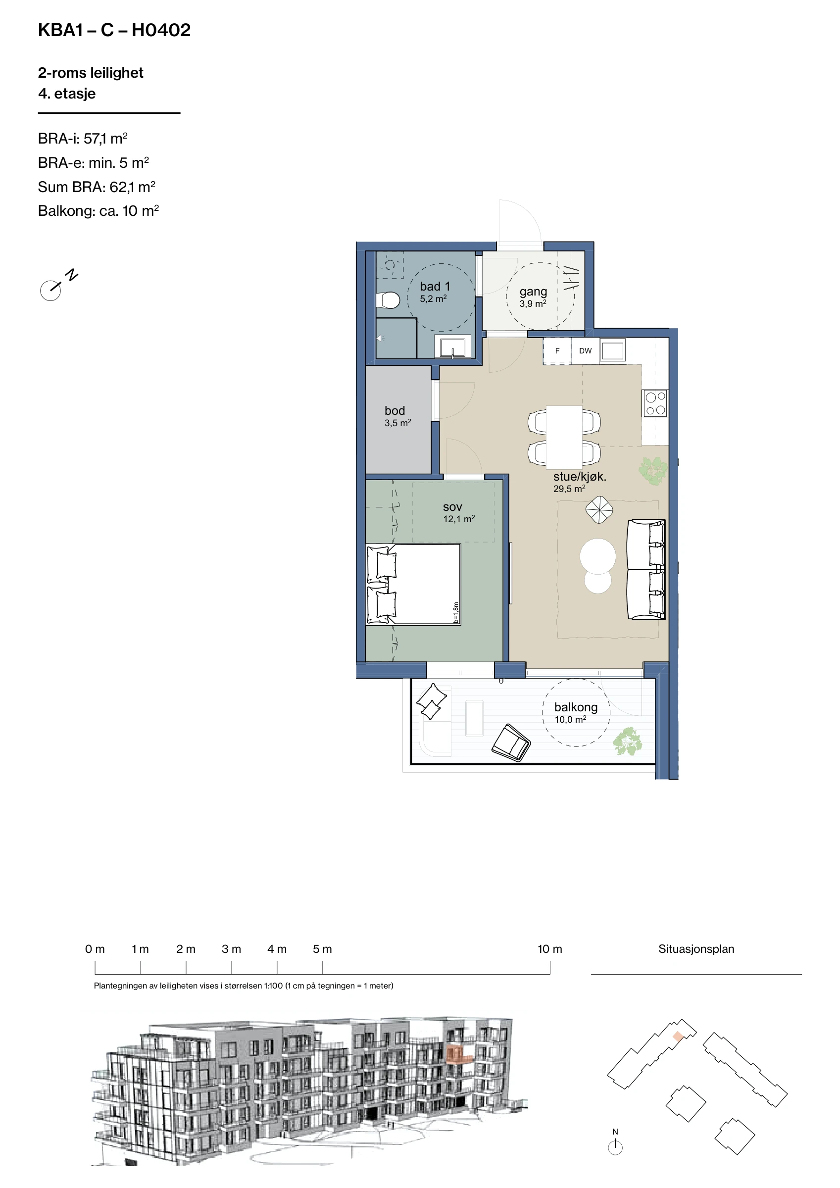 Plantegning for leilighet KBA1-C-H0402 i Jåtunparken