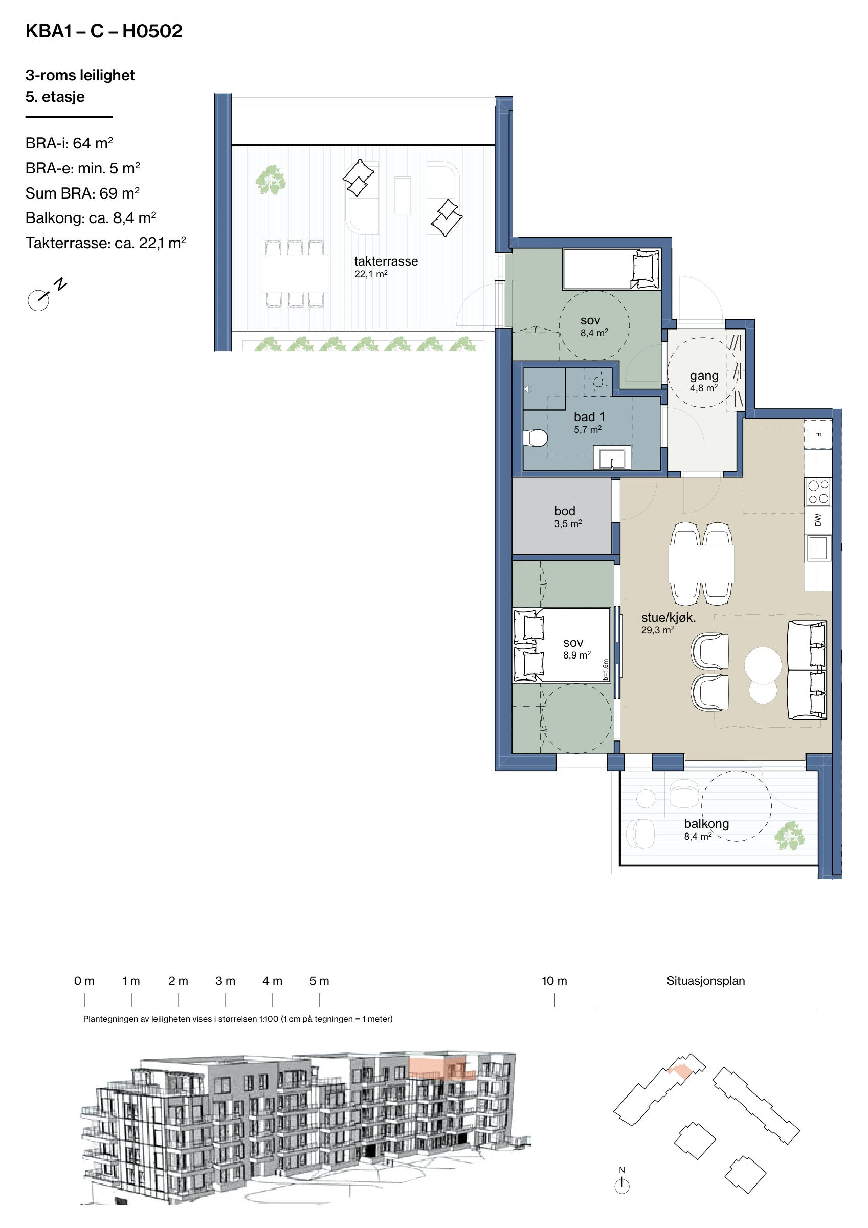 Plantegning for leilighet KBA1-C-H0502 i Jåtunparken