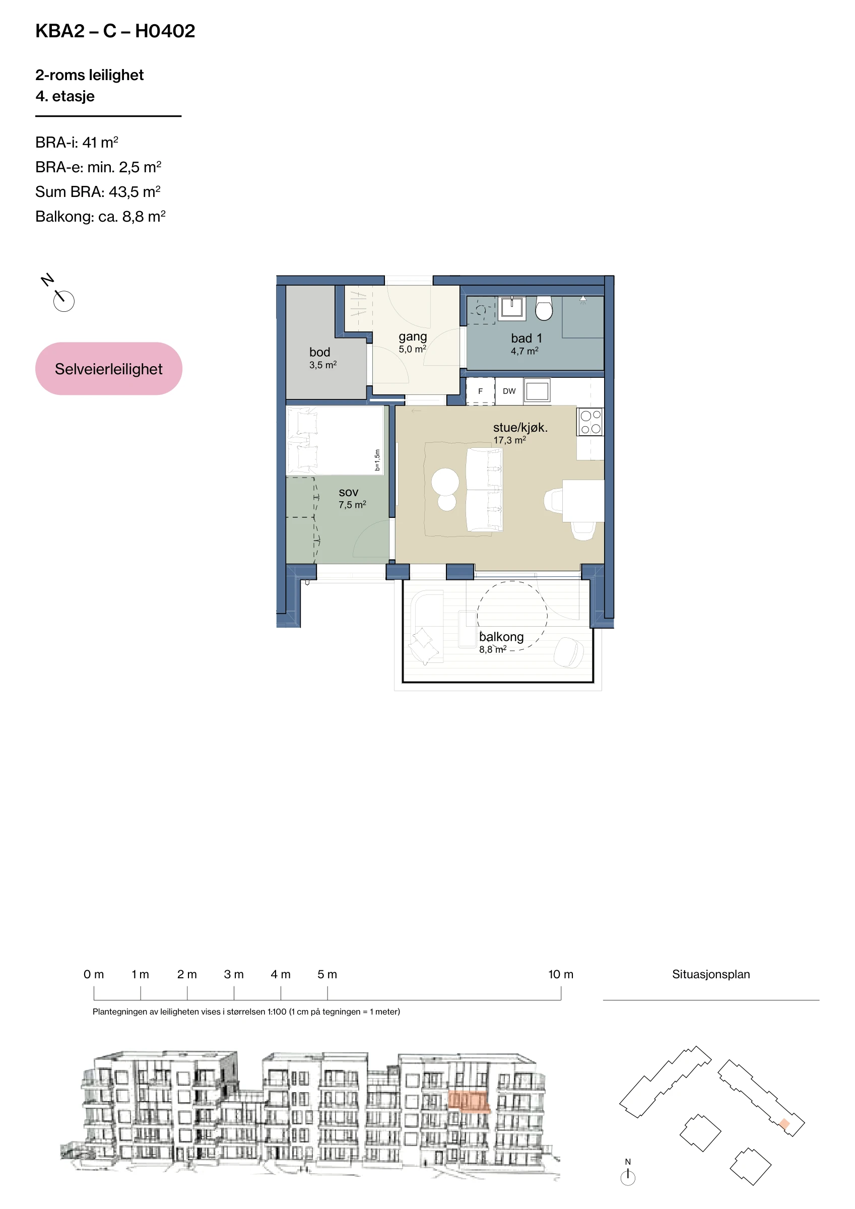 Plantegning for leilighet KBA2-C-H0402 i Jåtunparken