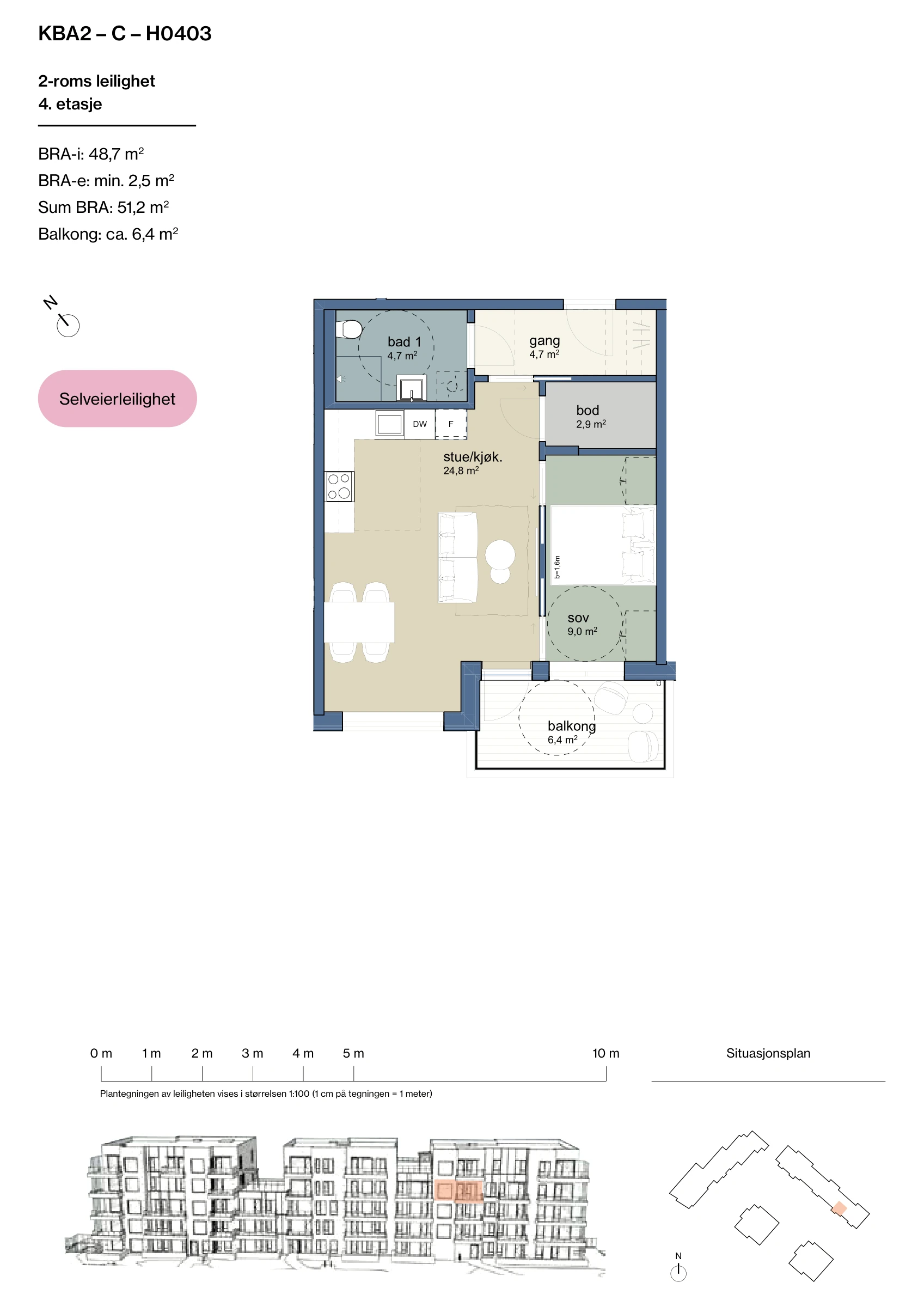Plantegning for leilighet KBA2-C-H0403 i Jåtunparken