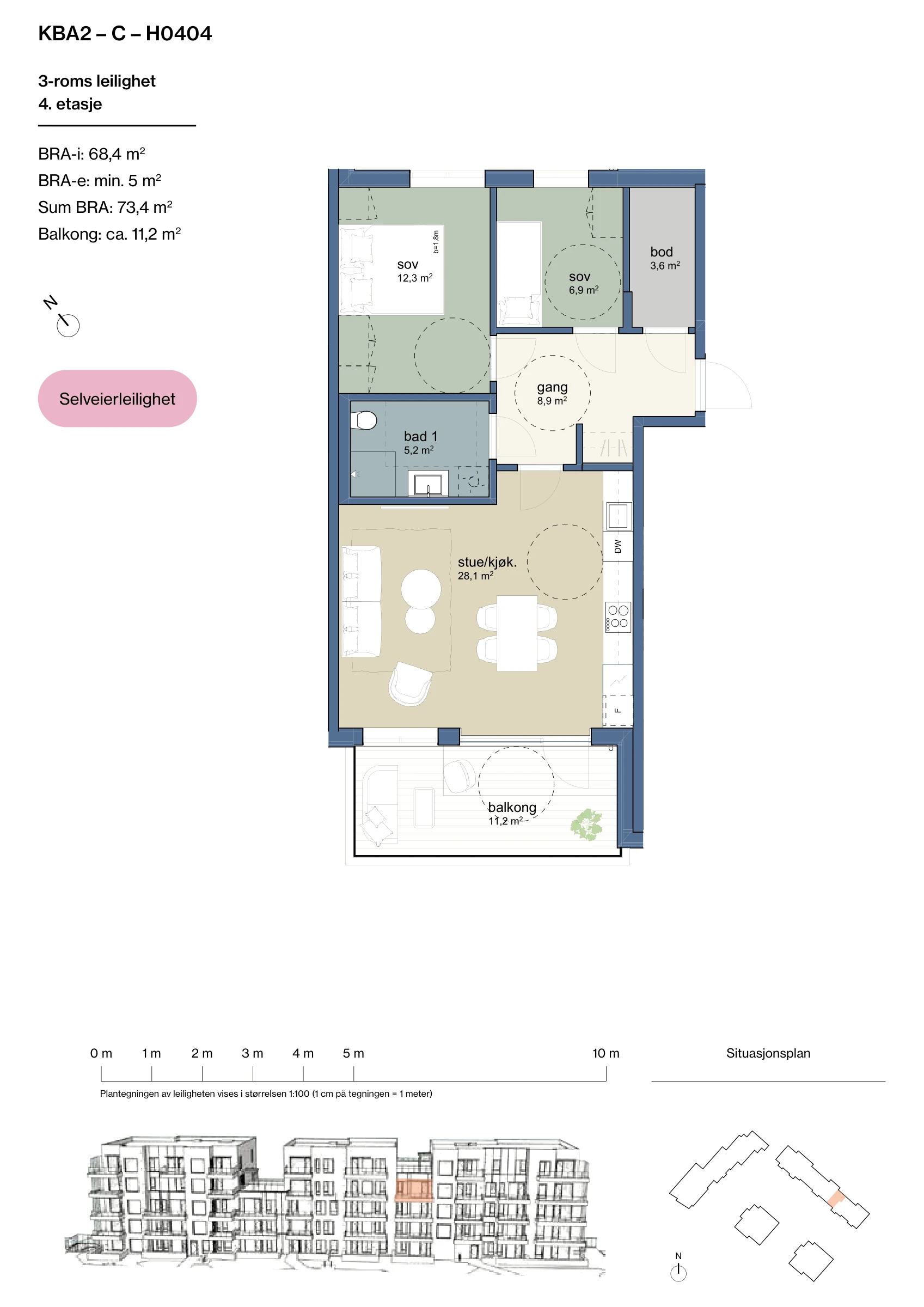 Plantegning for leilighet KBA2-C-H0404 i Jåtunparken